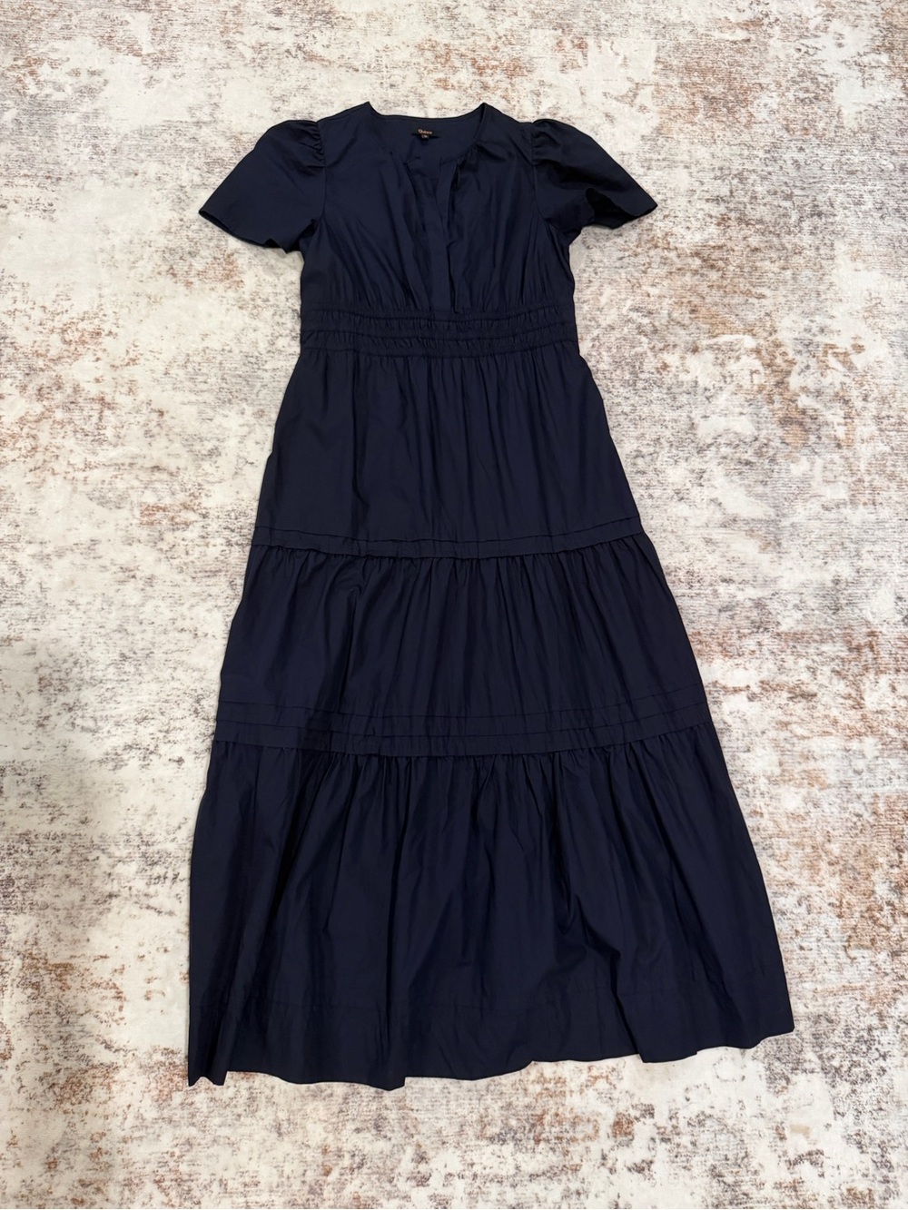 Quince Organic Cotton Poplin Tiered Maxi Dress Navy | Women M